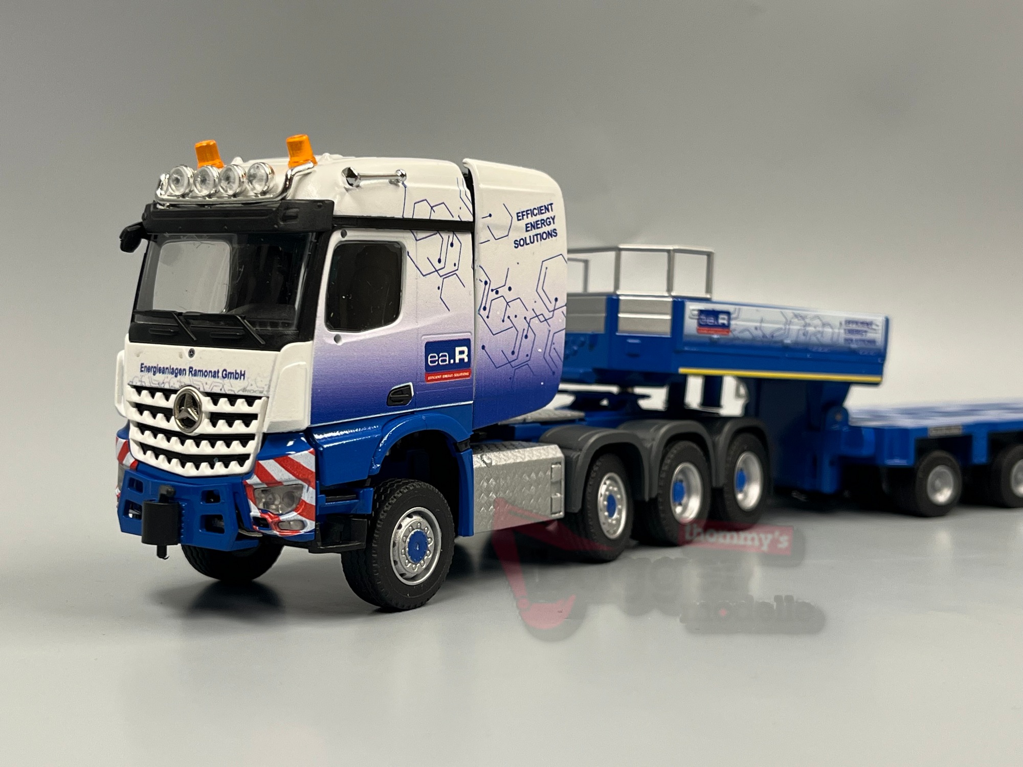 78262-2- Conrad Mercedes Arocs Schwerlastzugmaschine 4-achs -Goldhofer Kesselbrücke inkl. Kabeltrommel "ENERGIEANLAGEN RAMONAT"